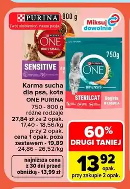 Carrefour Karma sucha dla psa Purina ONE Sensitive oferta
