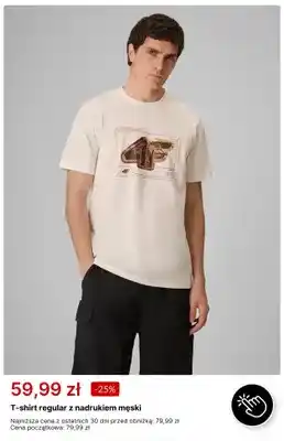 T-shirt regular z nadrukiem męski 4F