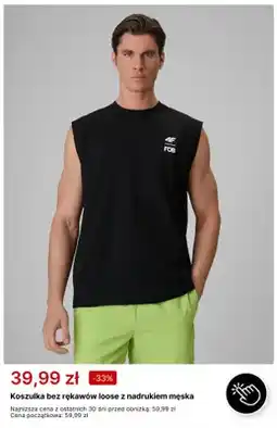 4F Koszulka bez rękawów loose z nadrukiem męska 4F oferta