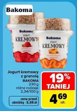 Carrefour Jogurt brzoskwiniowy z granolą Bakoma Kremowy oferta