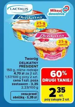 Carrefour Twaróg delikatny z rzodkiewką President oferta