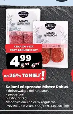 Netto Salami wieprzowe dojrzewające delikatesowe w plastrach Mistrz Rohus oferta