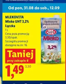 Lidl Mleko UHT Łączka Mlekovita 3,2% oferta