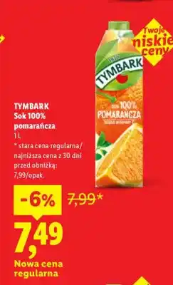 Lidl Sok pomarańcza Tymbark 100% oferta