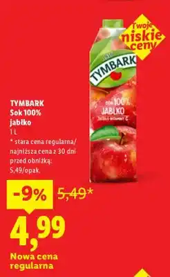 Lidl Sok jabłko Tymbark 100% oferta