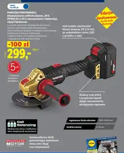 Lidl Akumulatorowa szlifierka kątowa Parkside Performance Ppwsa 20-Li A1 edycja limitowana oferta