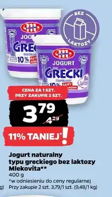 Netto Jogurt naturalny typu greckiego bez laktozy Mlekovita oferta
