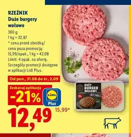 Lidl Duże burgery wołowe Rzeźnik oferta