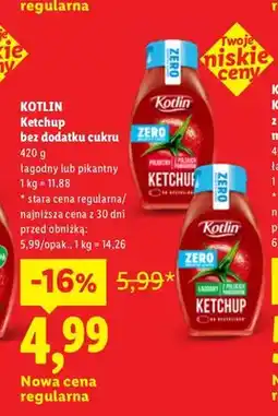 Lidl Ketchup bez dodatku cukru Kotlin łagodny oferta