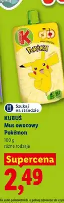 Lidl Mus owocowy Kubuś Pokémon oferta