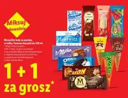 Lidl Lody na patyku, w rożku i lodowe kanapki oferta