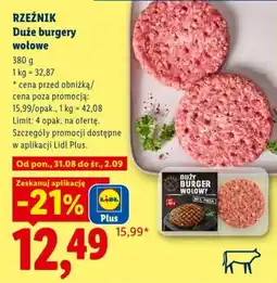 Lidl RZEŹNIK Duże burgery wołowe oferta