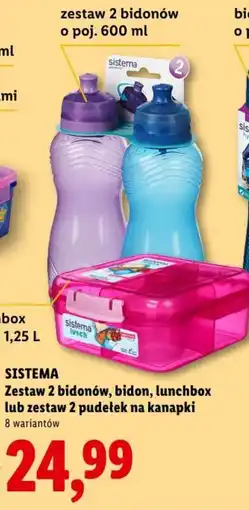 Lidl SISTEMA Zestaw 2 bidonów, bidon, lunchbox lub zestaw 2 pudełek na kanapki oferta