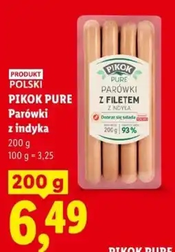 Lidl PIKOK PURE Parówki z indyka oferta