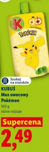 Lidl KUBUŚ Mus owocowy Pokémon oferta