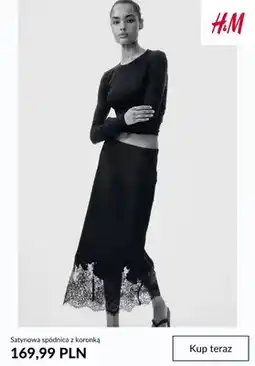 H&M Satynowa spódnica z koronką H & M oferta