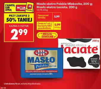 Biedronka Masło ekstra Polskie Mlekovita, 200 g Masło ekstra Łaciate oferta