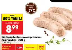 Biedronka Kiełbasa biała surowa premium Kraina Mięs oferta