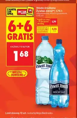 Biedronka Woda źródlana gazowana mocno Żywiec Zdrój oferta