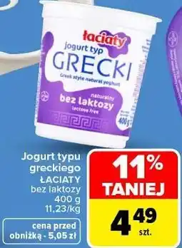 Carrefour Market Jogurt typu greckiego Łaciaty bez laktozy oferta