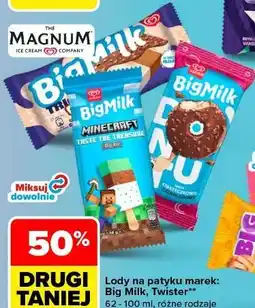Carrefour Market Lody na patyku marek: Big Milk, Twister oferta