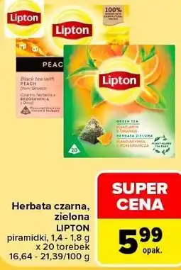 Carrefour Market Herbata czarna, zielona LIPTON piramidki oferta