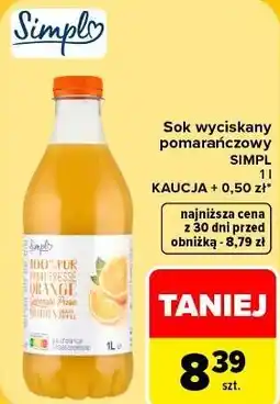Carrefour Market Sok wyciskany pomarańczowy Simpl oferta