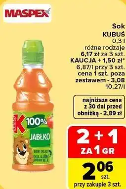 Carrefour Market Sok Kubuś różne rodzaje oferta