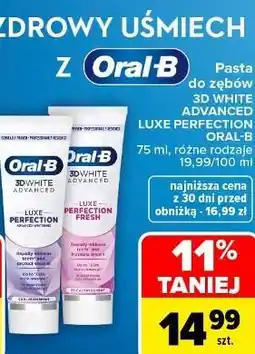 Carrefour Market Pasta do zębów 3D WHITE ADVANCED LUXE PERFECTION ORAL-B oferta