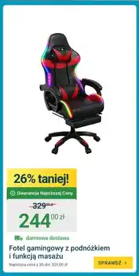 ERLI Fotel gamingowy z podnóżkiem i funkcją masażu oferta
