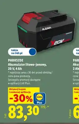 Lidl Akumulator litowo-jonowy Parkside oferta
