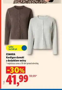 Lidl Kardigan damski z dodatkiem wełny Esmara oferta