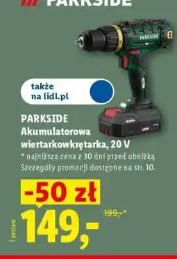 Lidl Parkside Akumulatorowa wiertarkowkrętarka 20 V oferta