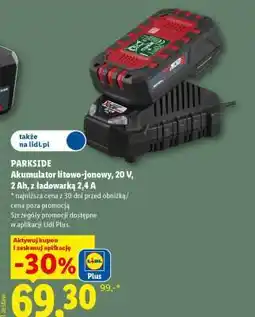 Lidl PARKSIDE Akumulator litowo-jonowy 20 V, 2 Ah z ładowarką 2,4 A oferta