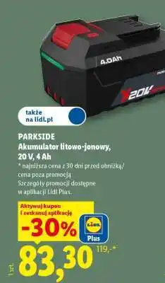 Lidl PARKSIDE Akumulator litowo-jonowy 20 V, 4 Ah oferta