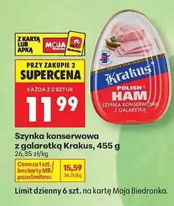 Biedronka Szynka konserwowa z galaretką Krakus 455 g oferta