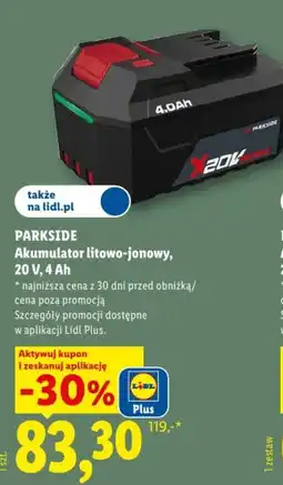 Lidl Akumulator litowo-jonowy, 20 V, 4 Ah oferta