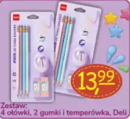 Delikatesy Paleo Zestaw: 4 ołówki, 2 gumki i temperówka, Deli oferta