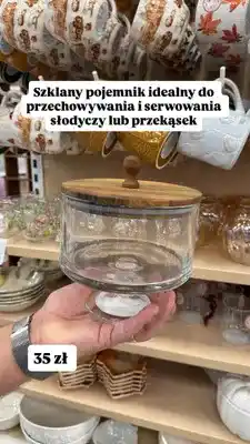Pepco Szklany pojemnik z drewnianą pokrywką oferta