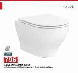 Merkury Market Miska zawieszana Cersanit Block bezkołnierzowa ze spłukiwaniem wirowym z deską wolnoopadającą oferta