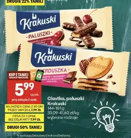 Delikatesy Centrum Herbatniki paluszki z galaretką wiśniową w czekoladzie Krakuski oferta