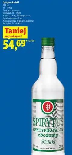 Lidl Spirytus rektyfikowany Kaliski oferta