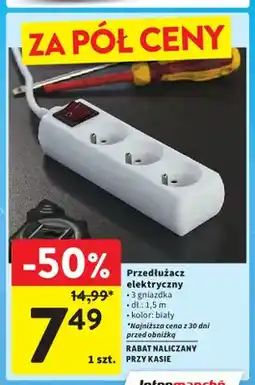 Intermarche Przedłużacz elektryczny 3 gniazdka 1,5 m biały oferta