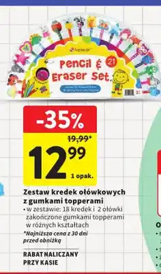Intermarche Zestaw kredek ołówkowych z gumkami topperami Signature oferta