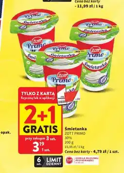 Intermarche Śmietanka Zott Primo 30% oferta