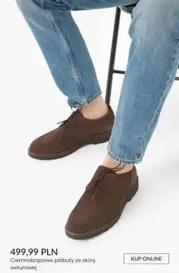 Ryłko Ciemnobrązowe półbuty ze skóry welurowej oferta