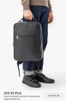Ryłko Czarny skórzany plecak Ryłko A4 na laptopa bagaż podręczny oferta