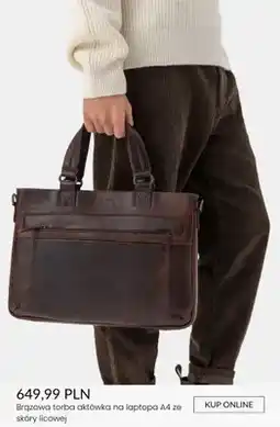 Ryłko Brązowa torba aktówka na laptopa A4 ze skóry licowej Ryłko oferta