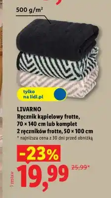 Lidl Ręcznik kąpielowy frotte Livarno 70x140 cm oferta