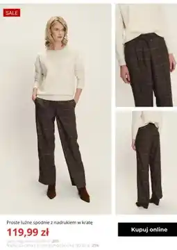 Greenpoint Proste luźne spodnie z nadrukiem w kratę Greenpoint oferta